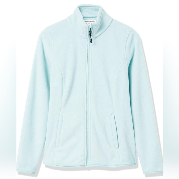 Fleece Full Zip Soft Polar Jacket Amazon Essentials Women's Aqua Blue Medium NWT - Picture 2 of 7